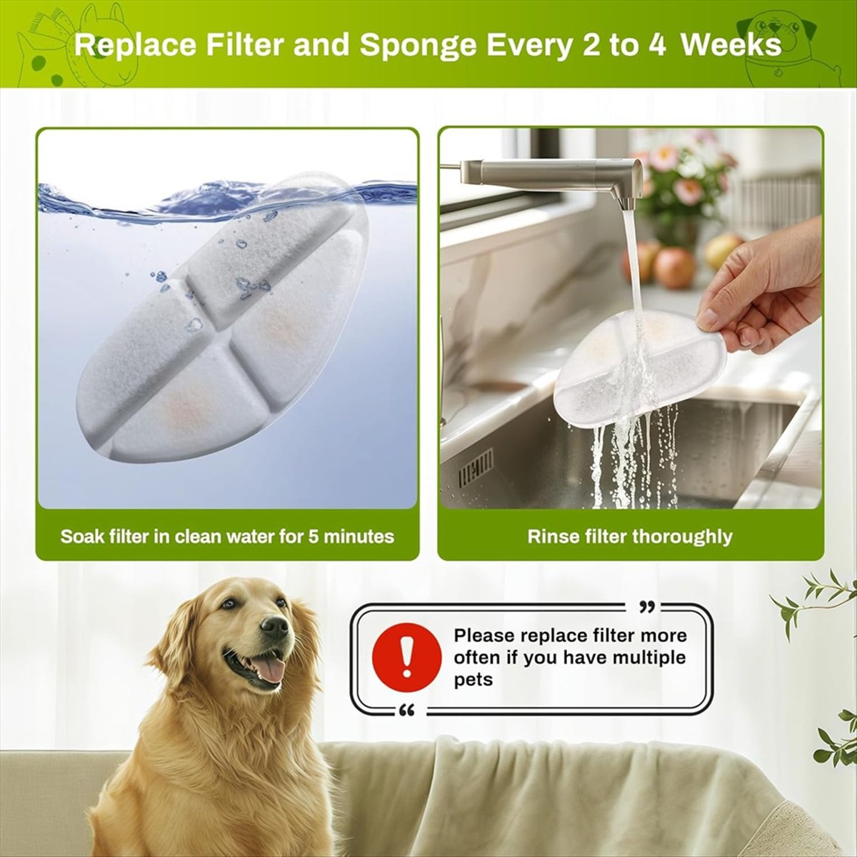 Cat Water Fountain Filter - Filter dan Spons Pompa FSLH untuk